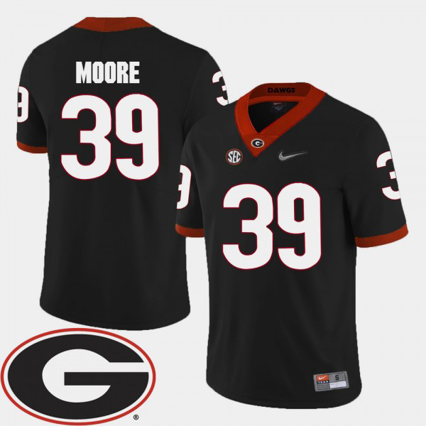 Men's #39 Corey Moore Georgia Bulldogs 2018 SEC Patch College Football Jersey - Black